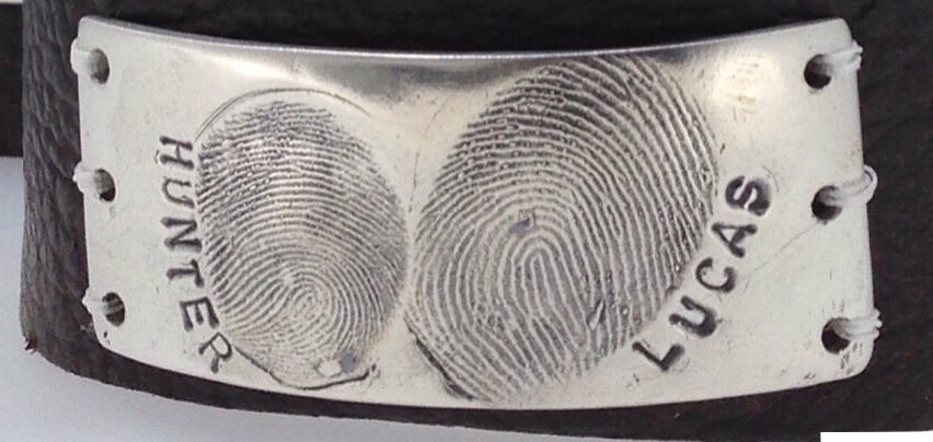 Leather Fingerprint Cuff Bracelet