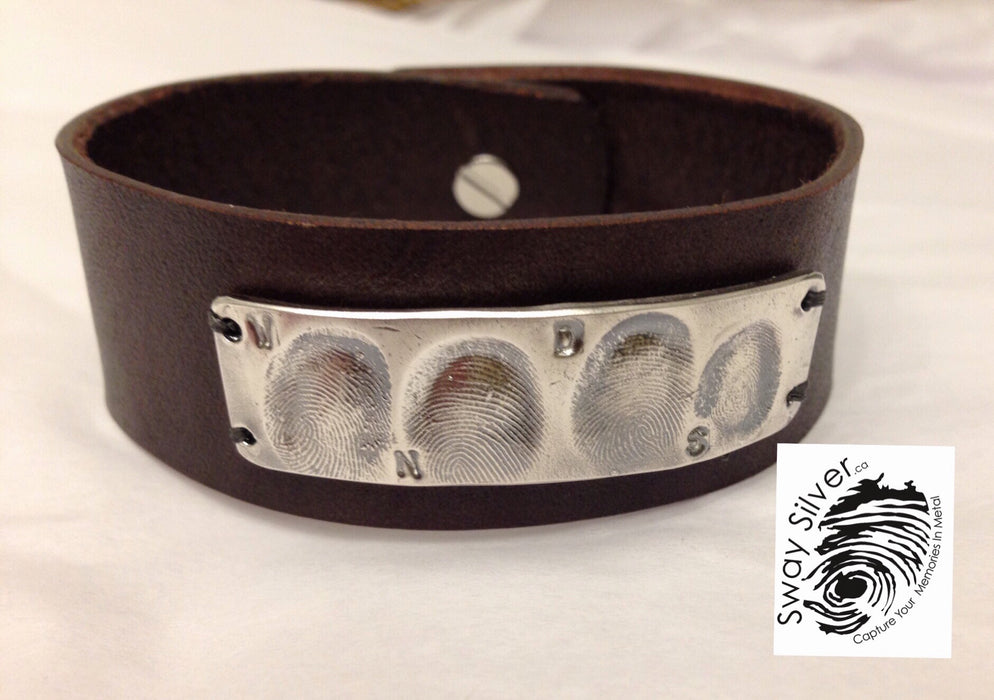Leather Fingerprint Cuff Bracelet